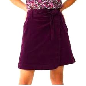 Draper James RSVP plum wrap courdroy belted skirt size L